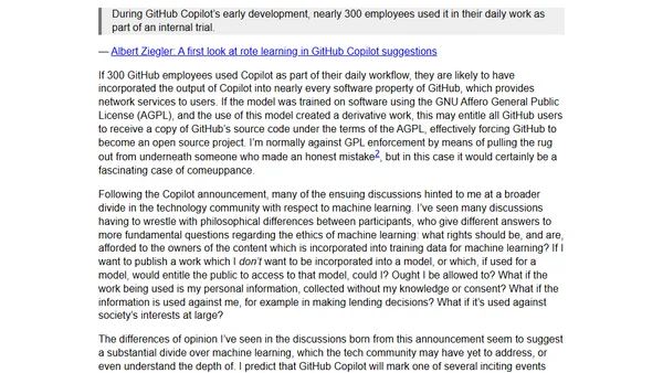 Is GitHub a derivative work of GPL'd software?