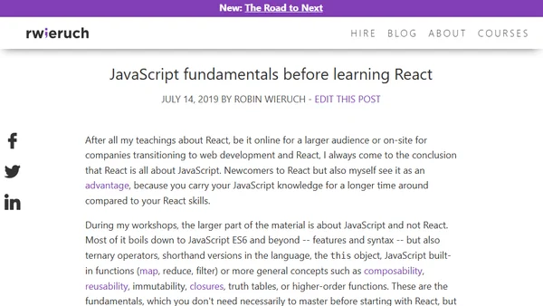 JavaScript fundamentals before learning React
