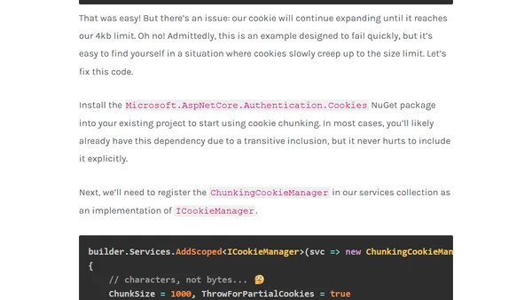 ASP.NET Core and Chunking HTTP Cookies
