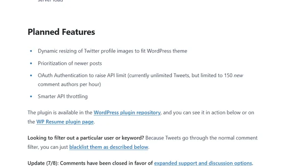 Twitter Mentions as Comments WordPress Plugin