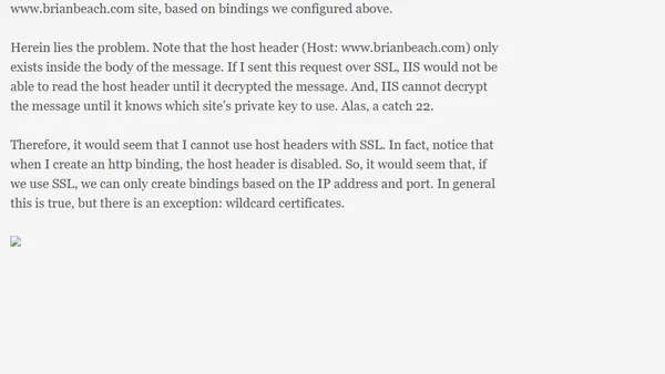 SSL, IIS, and Host Headers