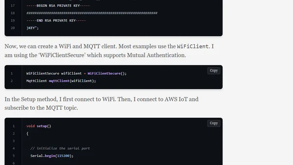 Connecting to AWS IoT Core from Arduino