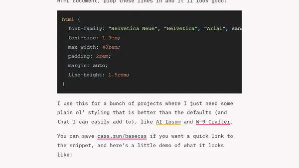 Base CSS for your text-based pages