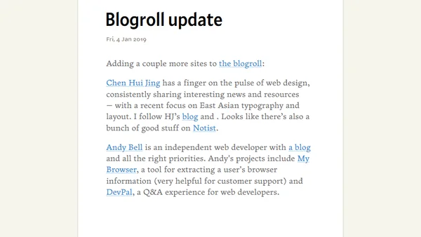 Blogroll update