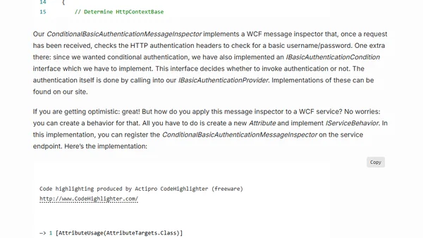 Enabling conditional Basic HTTP authentication on a WCF OData service