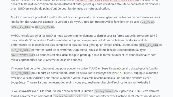 La gestion des UUID dans MySQL