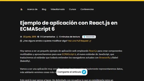 Ejemplo de aplicación con React.js en ECMAScript 6