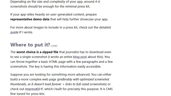 Minimal Press Kit your app should have