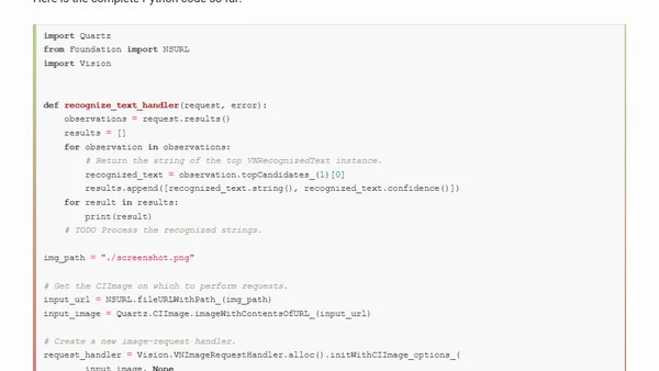 How to Use Apple Vision Framework via PyObjC for Text Recognition
