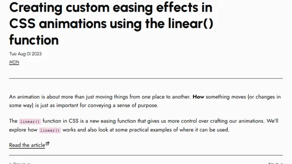 Creating custom easing effects in CSS animations using the linear() function