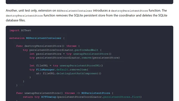 Simplifying Core Data Unit Testing
