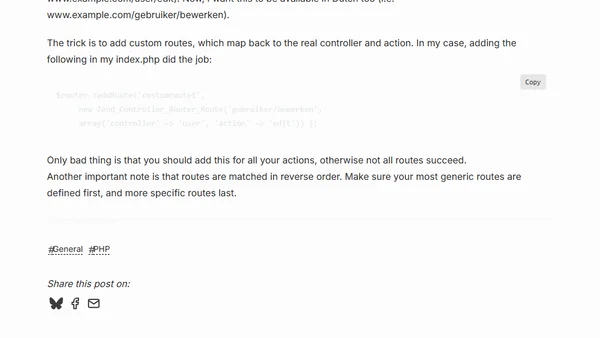 Zend Framework custom route