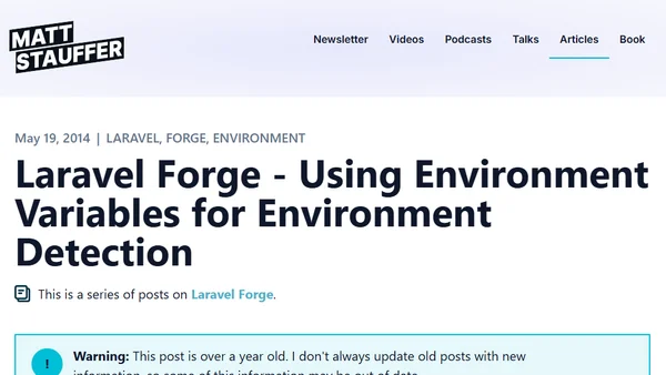 Laravel Forge - Using Environment Variables for Environment Detection