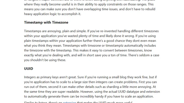 Postgres Datatypes – The ones you're not using.