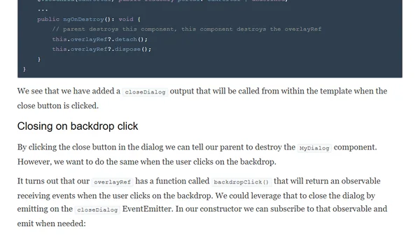 Simple Angular dialogs with the Angular CDK