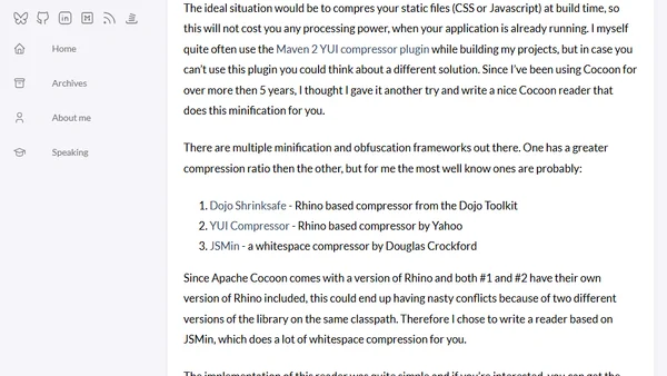 Apache Cocoon and Javascript minification