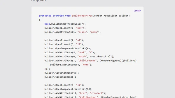 Building Components Manually via RenderTreeBuilder