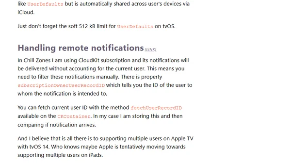 Implementing multi-user support in tvOS 14