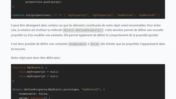 Des propriétés non énumérables dans un objet Javascript