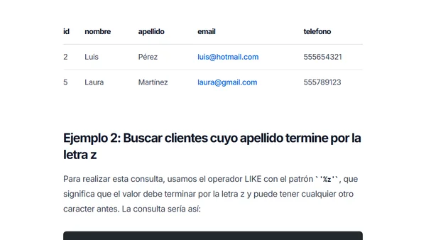 Cómo usar el operador LIKE en MySQL para buscar patrones en los datos