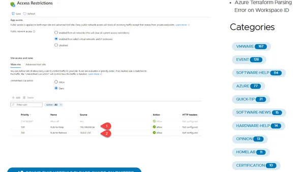 Azure WebApp Access Restrictions Tidy Up