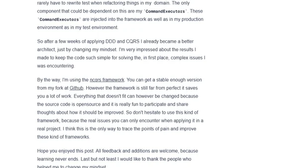 Lessons learned when applying DDD CQRS
