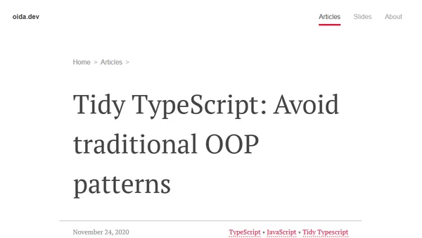 Tidy TypeScript: Avoid traditional OOP patterns