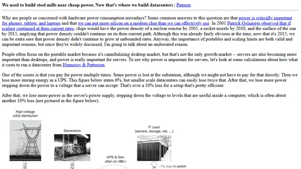 We used to build steel mills near cheap power. Now that's where we build datacenters