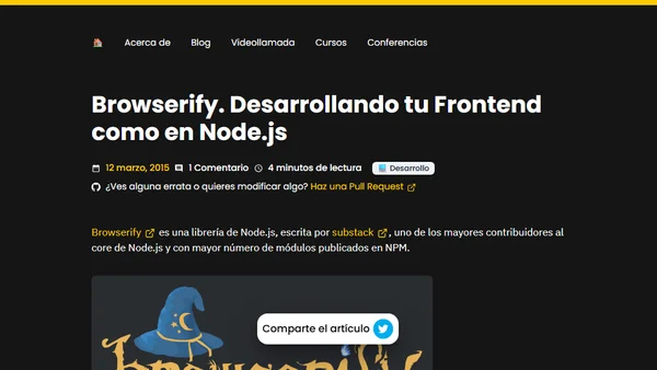 Browserify. Desarrollando tu Frontend como en Node.js