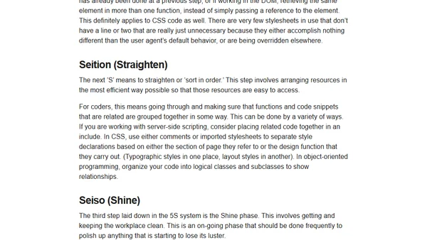 More Manageable, Efficient Code Through 5S