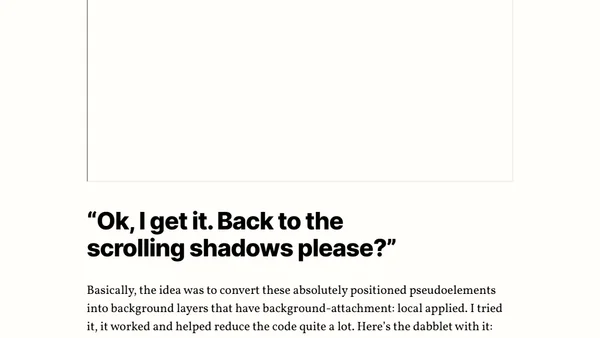 Pure CSS scrolling shadows with background-attachment: local
