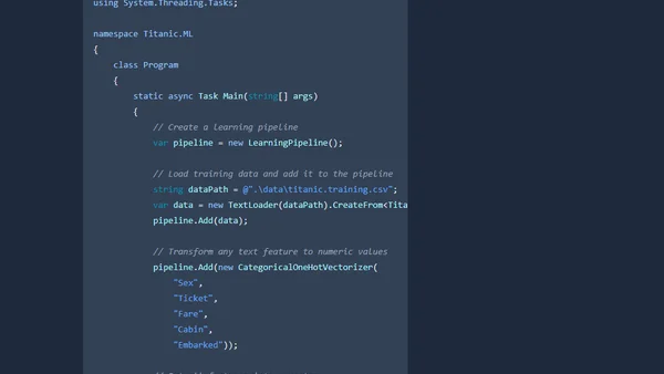 Simple Machine Learning with .NET Core Sample