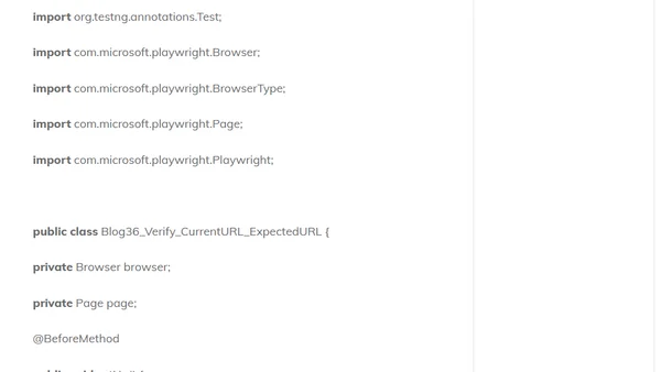 Verify “Current versus Expected Url”, Verify “Placeholder Text” using Playwright Java