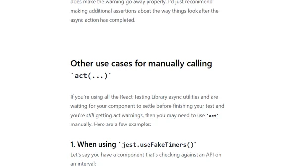 Fix the "not wrapped in act(...)" warning