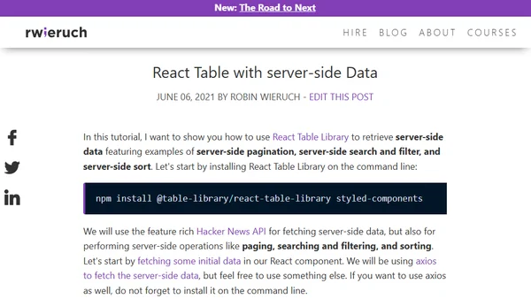 React Table with server-side Data