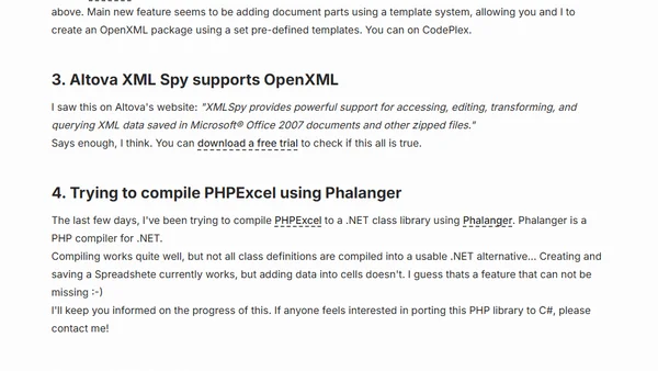 OpenXML news overview