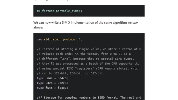 Beyond multi-core parallelism: faster Mandelbrot with SIMD
