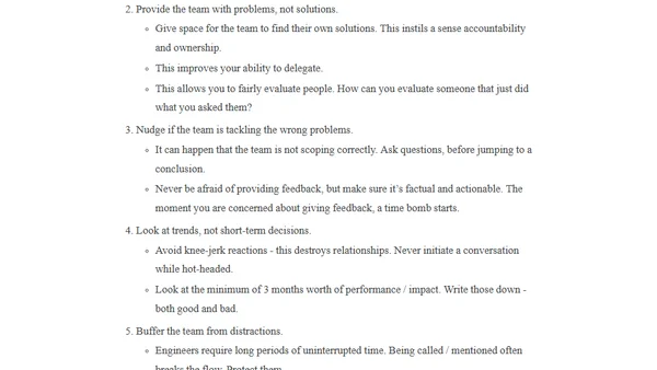 Guiding line for new managers