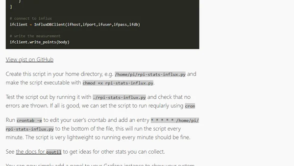 Reporting Raspberry Pi System Metrics to InfluxDB