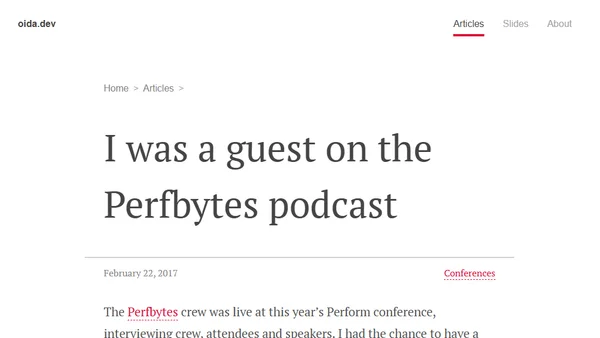 I was a guest on the Perfbytes podcast