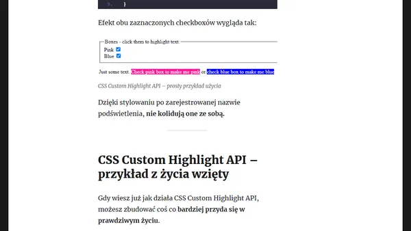 Świetlana przyszłość stylów – podświetlanie z CSS Custom Highlight API