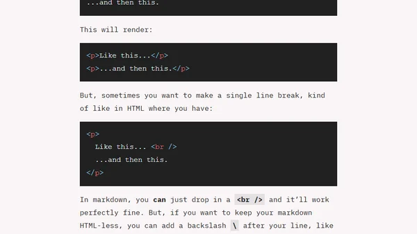 Making a single line break in markdown