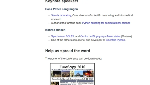 EuroScipy 2010, Paris July 8-11. Save the date!
