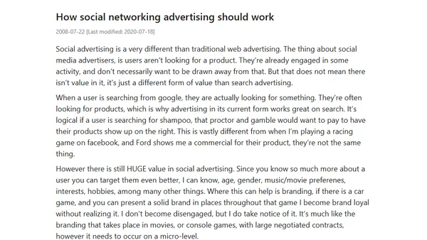How social networking advertising should work