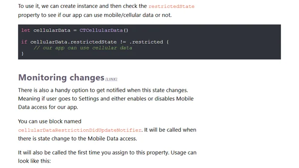 How to check if Mobile (Cellular) Data is enabled for your app