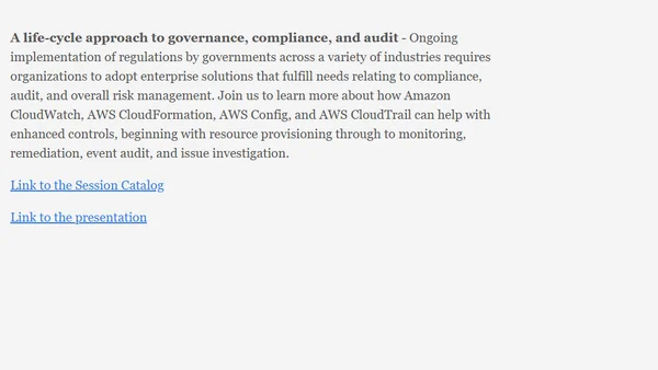 AWS re:Invent 2019 - ENT401