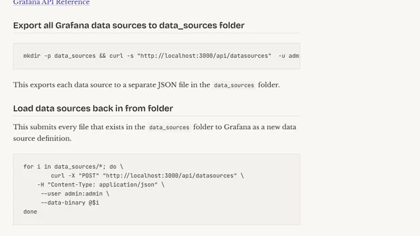 Simple export/import of Data Sources in Grafana