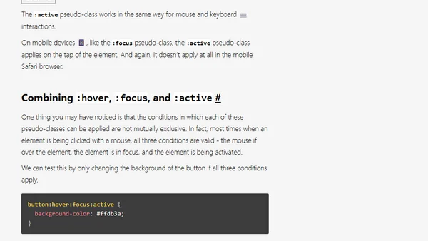 When do the :hover, :focus, and :active pseudo-classes apply?