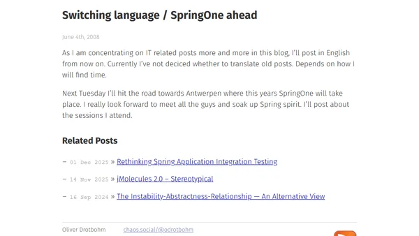 Switching language / SpringOne ahead