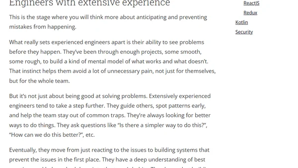 The real stages of Engineering Experience